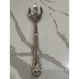 Vintage Silver Plate Cold Meat Salad Buffet Fork Ornate Beaded Shell Handle